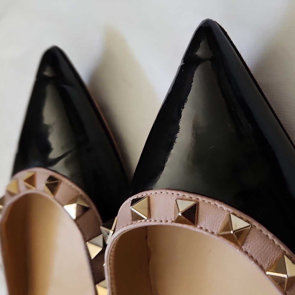 Valentino Garavani Black Patent Rockstud Ballet Flats - Picture 7 of 9